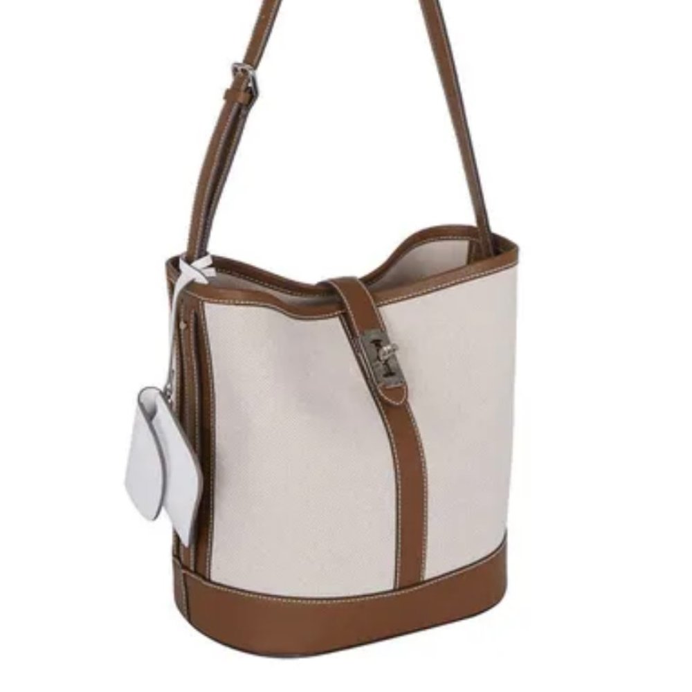 Vunque Festone Basket Bag Medium in Offwhite/Brown